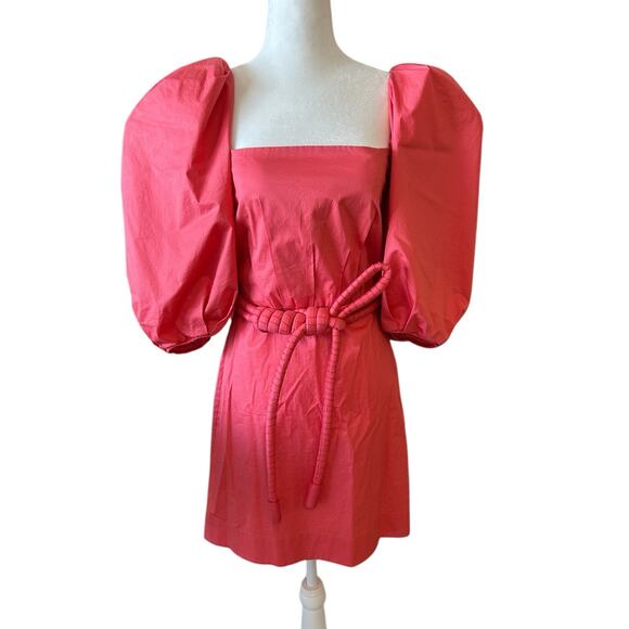 Johanna Ortiz Camelia Rhythm Mini Dress Coral Size 4 Belted Glam - Picture 3 of 10
